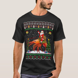 Shrimp Ugly Xmas Gift Santa Riding Shrimp Christma T-Shirt