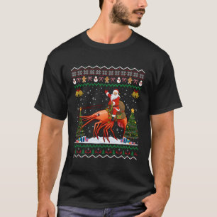 Shrimp Ugly Xmas Gift Santa Riding Shrimp Christma T-Shirt