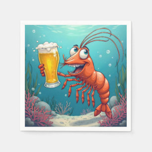 Shrimp With a Glass of Beer Underwater Napkin