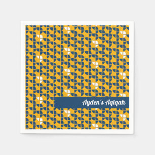 SHRIMPLY Blue Yellow Pattern, Aqiqah Baby Shower Napkin