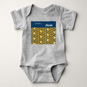 SHRIMPLY Cute Pattern Yellow Blue Personalized Baby Bodysuit