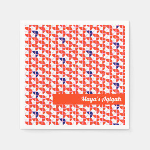 SHRIMPLY Orange White Pattern, Aqiqah Baby Shower Napkin