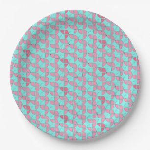 SHRIMPLY Pink Teal Pattern Baby Girl Paper Plate