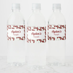 SHRIMPLY Red White Pattern, Aqiqah Baby Shower Water Bottle Label