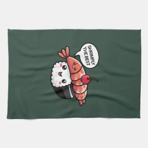 shrimply the best kawaii sushi kitchen towel