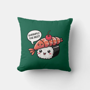 shrimply the best kawaii sushi throw pillow