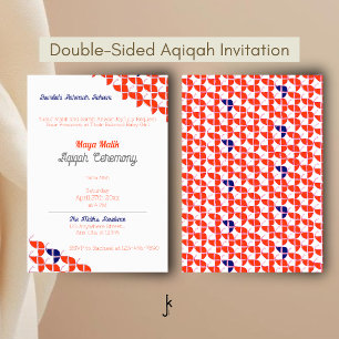 SHRIMPLY White Orange Pattern, Aqiqah Baby Shower Invitation