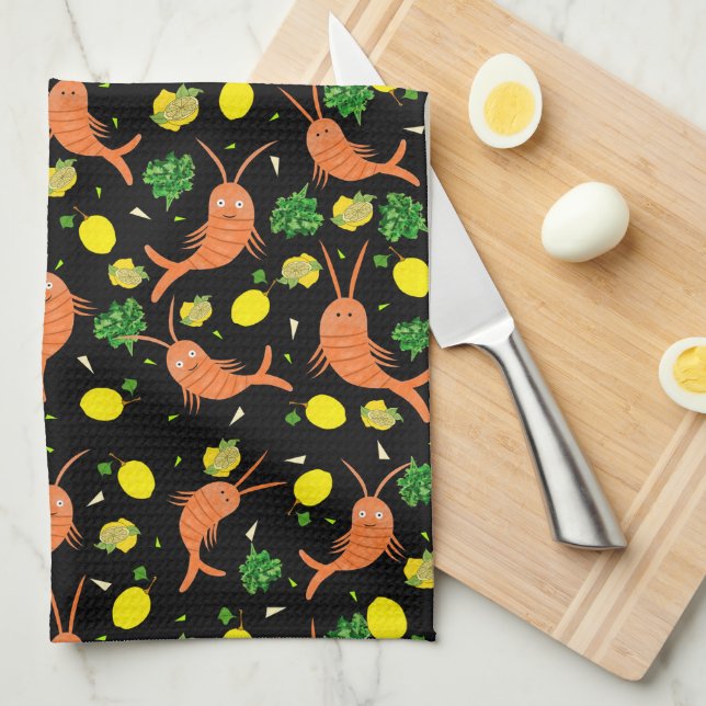 Shrimps pattern kitchen towel (Quarter Fold)