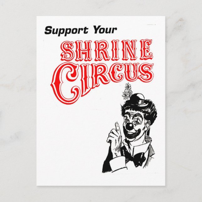 Shrine Circus Clown Postcard (Front)