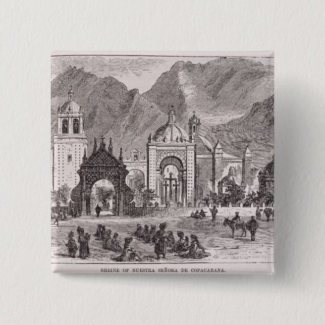 Shrine of the Nuestra Senora de Copacabana 2 Inch Square Button (Front)