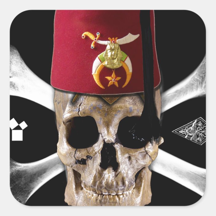 Shriner Masonic Skull and Bones with Fez Square Sticker | Zazzle.ca