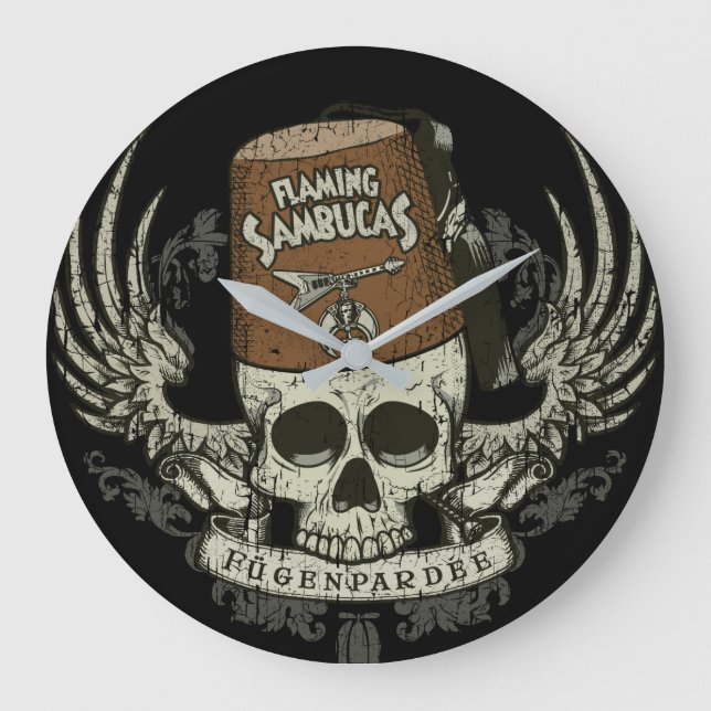 Shriner Skull Distressed Clock (Front)