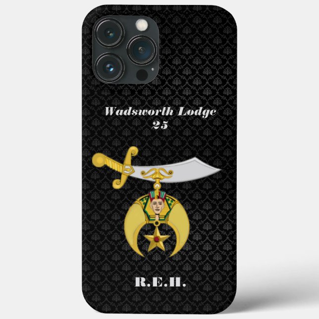 Shriners Symbol with Black Pattern Monogrammed  Case-Mate iPhone Case (Back)