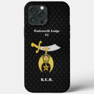 Shriners Symbol with Black Pattern Monogrammed  iPhone 13 Pro Max Case