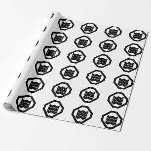 Shrinkage-shaped Kanji for three on tray Wrapping Paper