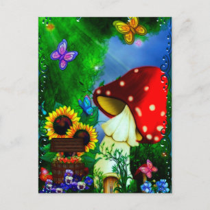 Shroom Gully Whimsical Fantasy Art Postcard
