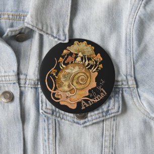 Shroom Snail Spirit Animal 4 Inch Round Button