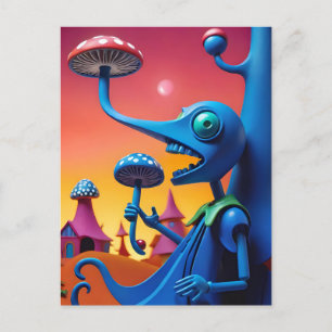 Shroomin' 'n' Bloom'n - Ken Gauge Surreal Art Postcard