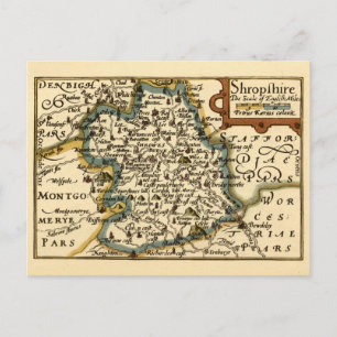 Shropshire Comté Angleterre Ancienne carte Antiqua