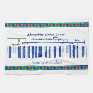 Shropshire Union Canal Route Map UK Waterways Blue Kitchen Towel