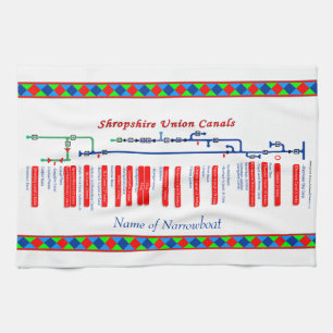 Shropshire Union Canal Route UK Waterways Red Kitchen Towel