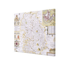 Shropshyre, engraved by Jodocus Hondius Stretched Canvas Prints