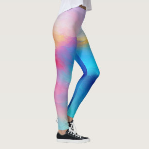 “Shroudglen” Pink and Blue Landscape Seascape. Leggings