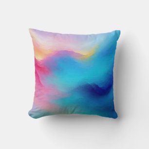 “Shroudglen” Pink and Blue Landscape Seascape.  Throw Pillow