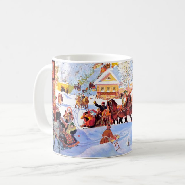 "Shrove-Tide". Russian Art Christmas Gift Coffee Mug (Front Left)