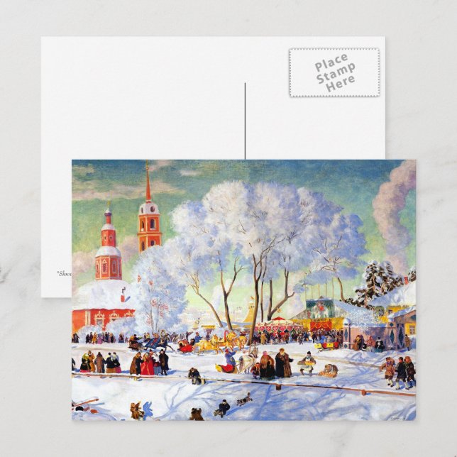 "Shrovetide" by Boris Kustodiev,Fine Art Postcard (Front/Back)