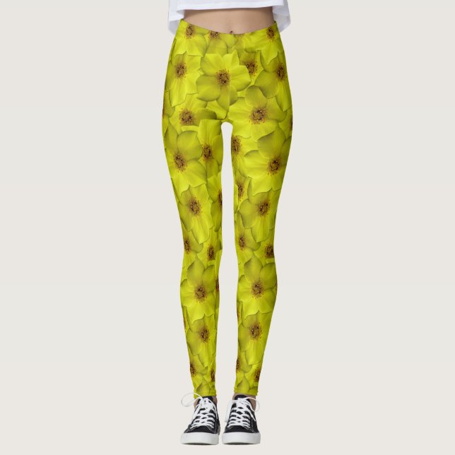 Shrubby Cinquefoil Seamless Pattern Leggings (Front)
