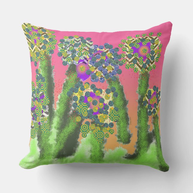 Shrubby Pattern Blooms Outdoor Pillow (Front)