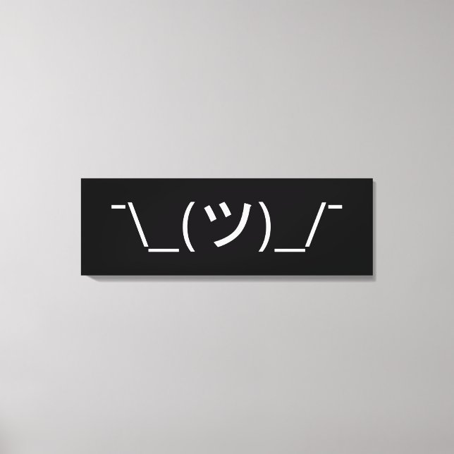 Shrug Emoticon ¯\_(ツ)_/¯ Japanese Kaomoji Canvas Print (Front)