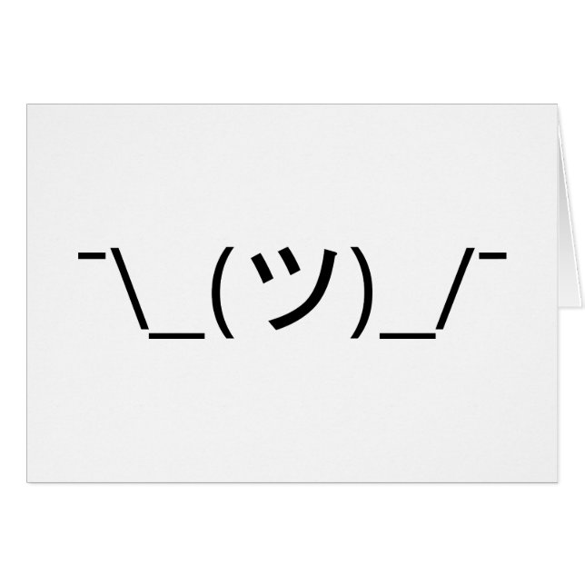 Shrug Emoticon ¯\_(ツ)_/¯ Japanese Kaomoji Card (Front Horizontal)