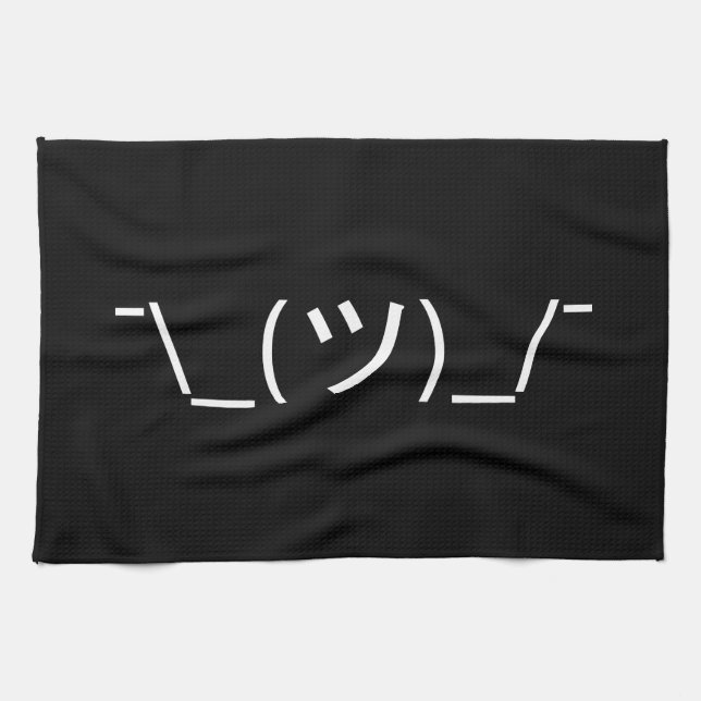 Shrug Emoticon ¯\_(ツ)_/¯ Japanese Kaomoji Kitchen Towel (Horizontal)