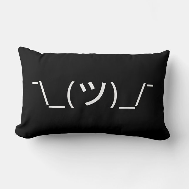 Shrug Emoticon ¯\_(ツ)_/¯ Japanese Kaomoji Lumbar Pillow (Front)