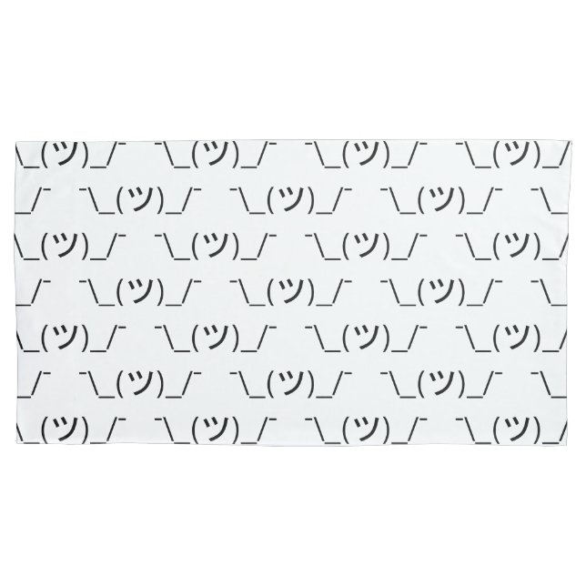 Shrug Emoticon ¯\_(ツ)_/¯ Japanese Kaomoji Pillowcase (Front-Left)