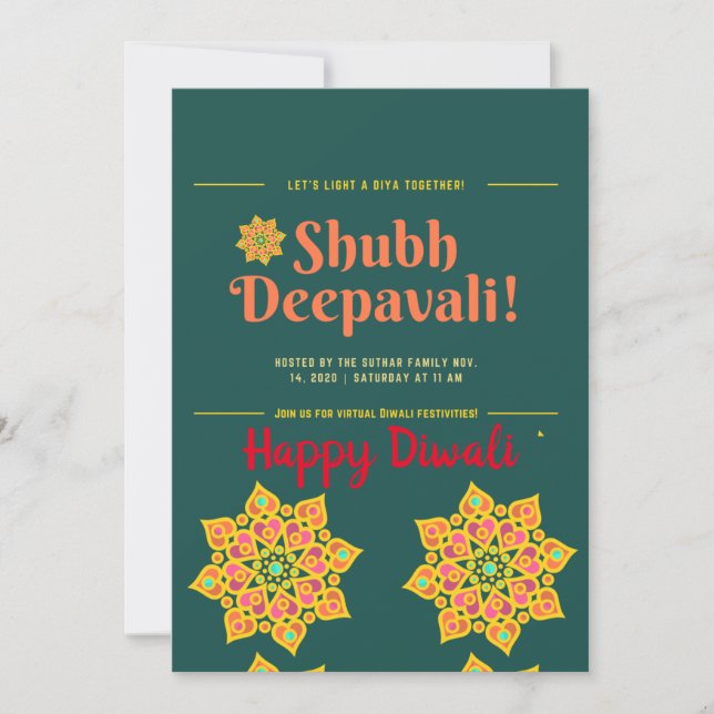 Shubh Deepawali Bonne Invitation Diwali (Devant)