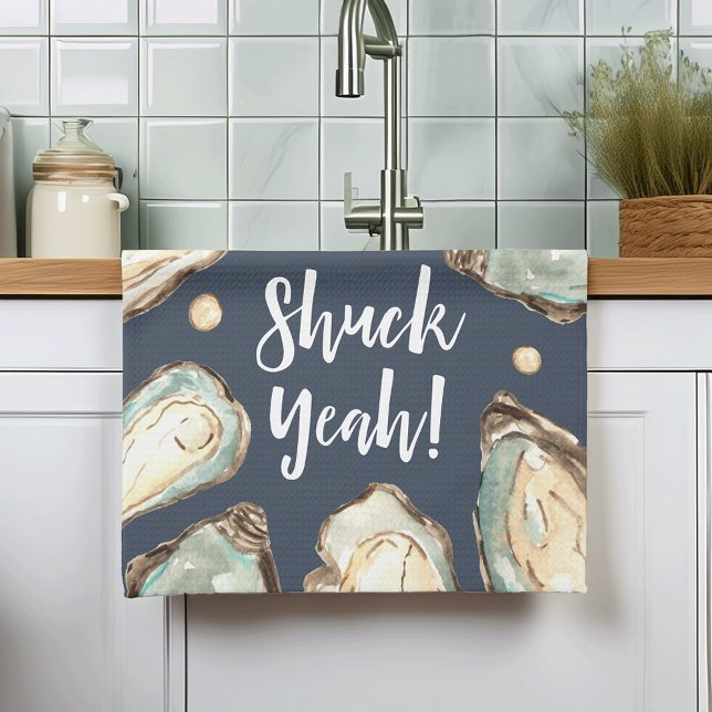 Shuck Yeah | Watercolor Pearl Oyster Kitchen Towel (Creator Uploaded)