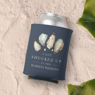 Shucked Up   Coastal Oyster Wedding Favour Can Cooler
