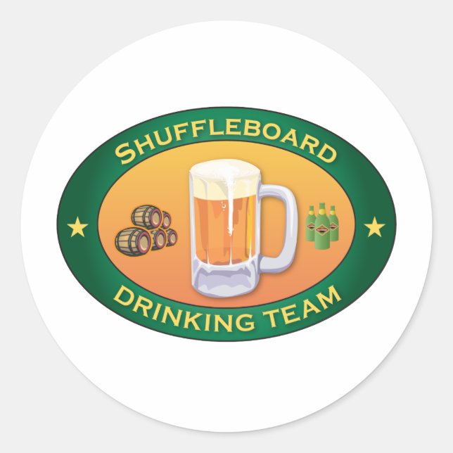Shuffleboard Drinking Team Classic Round Sticker (Front)