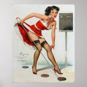 Shuffleboard Pin Up Poster