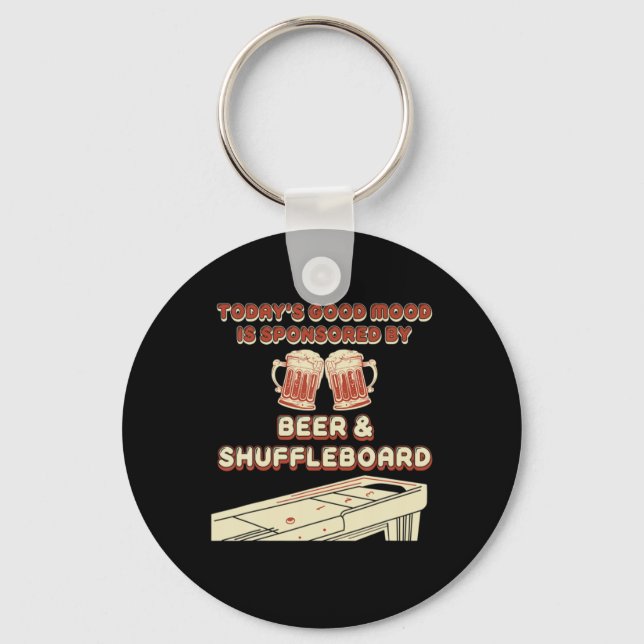 Shuffleboard Player Beer  Keychain (Front)