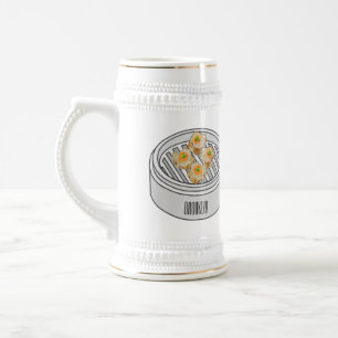 Shumai dim sum cartoon illustration beer stein