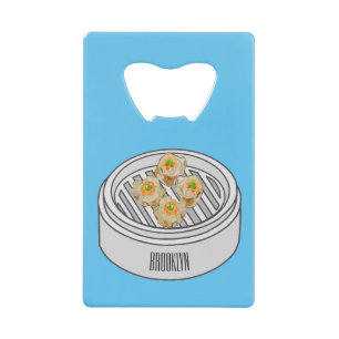 Shumai dim sum cartoon illustration credit card bottle opener