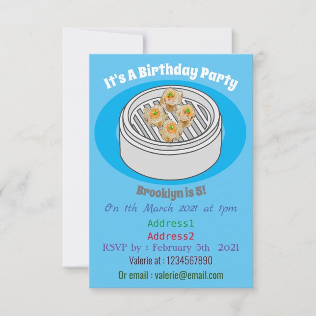 Shumai dim sum cartoon illustration invitation (Front)