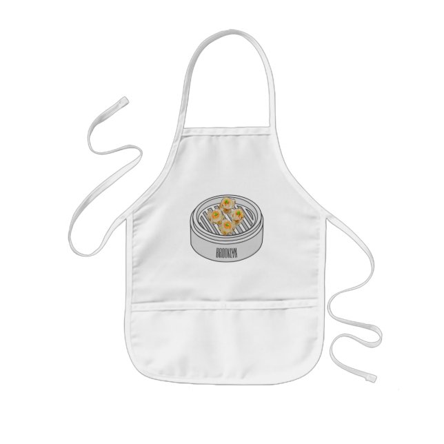 Shumai dim sum cartoon illustration kids apron (Front)