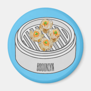 Shumai dim sum cartoon illustration magnet