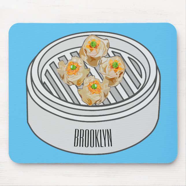 Shumai dim sum cartoon illustration mouse pad (Front)