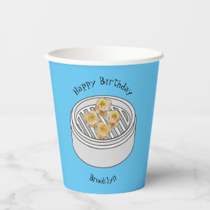 Shumai dim sum cartoon illustration paper cups